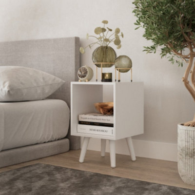 URBNLIVING 30cm Height Cube White Wooden Storage Bookcase Scandinavian Style White Legs Living Room
