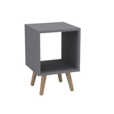 URBNLIVING 30cm Height Grey Cube Wooden Storage Cube Bookcase Scandinavian Style Pine Legs Living Room Bedroom