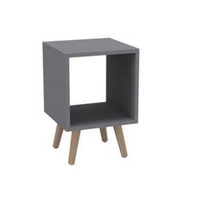 URBNLIVING 30cm Height Grey Cube Wooden Storage Cube Bookcase Scandinavian Style Pine Legs Living Room Bedroom