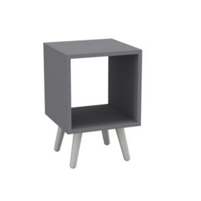 URBNLIVING 30cm Height Grey Cube Wooden Storage Cube Bookcase Scandinavian Style White Legs Living Room Bedroom
