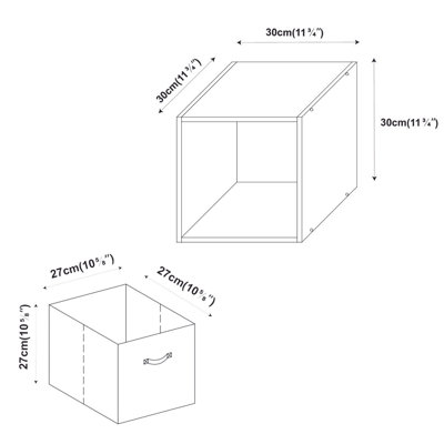 Urbnliving 30cm height oak cube unit with black insert