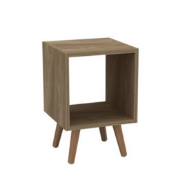 URBNLIVING 30cm Height Oak Cube Wooden Storage Cube Bookcase Scandinavian Style Beech Legs Living Room Bedroom