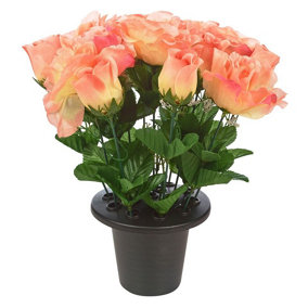 URBNLIVING 30cm Height Rose Rosebud Orange Assorted Style Mini Flowerpots in Black Planter