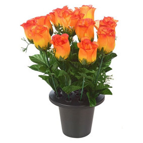 URBNLIVING 30cm Height Rosebud Burnt Orange Assorted Style Mini Flowerpots in Black Planter
