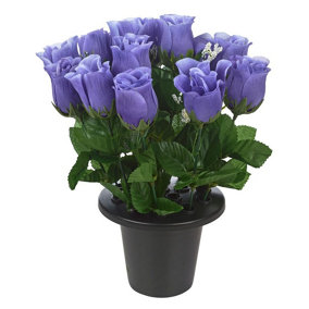 URBNLIVING 30cm Height Rosebud Purple Assorted Style Mini Flowerpots in Black Planter