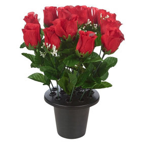 URBNLIVING 30cm Height Rosebud Red Assorted Style Mini Flowerpots in Black Planter