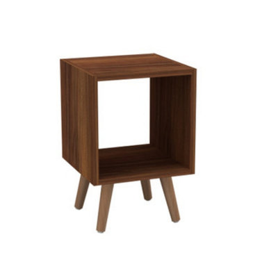 URBNLIVING 30cm Height Teak Wooden Storage Cube Bookcase Scandinavian Style Beech Legs Living Room Bedroom