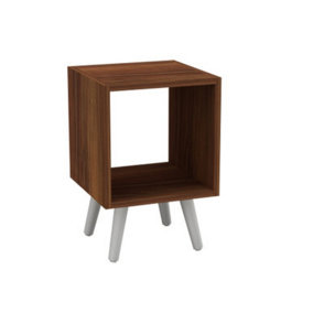 URBNLIVING 30cm Height Teak Wooden Storage Cube Bookcase Scandinavian Style White Legs Living Room Bedroom