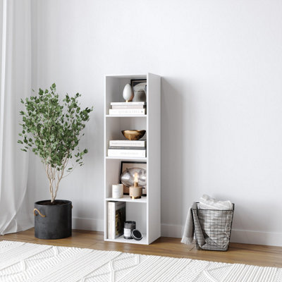 URBNLIVING 30cm Height White 4 Shelf Wooden Bookcase Shelving Display Storage Shelf Unit Wood