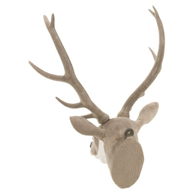 URBNLIVING 30cm Wall Mounted Reindeer Head Grey Decoration Stag Ornament Deer Antler Trophy Christmas