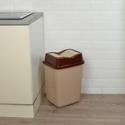 URBNLIVING 30L Cappuccino Colour Plastic Waste Recycling Bin With Butterfly Lid for Kitchen or Office