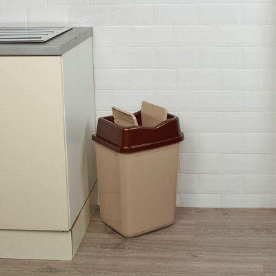 URBNLIVING 30L Cappuccino Colour Plastic Waste Recycling Bin With Butterfly Lid for Kitchen or Office
