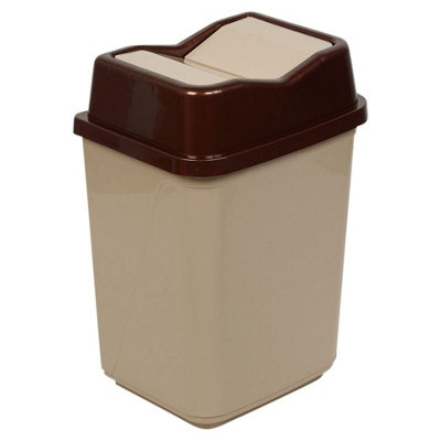 URBNLIVING 30L Cappuccino Colour Plastic Waste Recycling Bin With Butterfly Lid for Kitchen or Office
