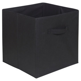 URBNLIVING 31cm Black Cube Foldable Collapsible Fabric Storage Box Organizer Set