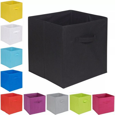 URBNLIVING 31cm Black Cube Foldable Collapsible Fabric Storage Box ...