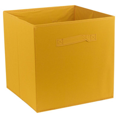 URBNLIVING 31cm Height 4pc Foldable Fabric Cube Storage Boxes Collapsible Kids Toys Organiser Honey Colour