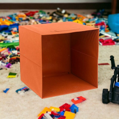 URBNLIVING 31cm Height 6pc Foldable Fabric Cube Storage Boxes Collapsible Kids Toys Organiser Redfox Colour