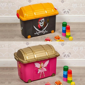 URBNLIVING 31cm Height Kids Pirate Or Fairy Designed Treasure Storage Container Box