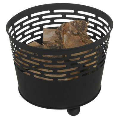 URBNLIVING 31cm Height Steel Fire Pit Wood Log Basket Bowl Brazier Burner Garden Heater Grill BBQ Striped