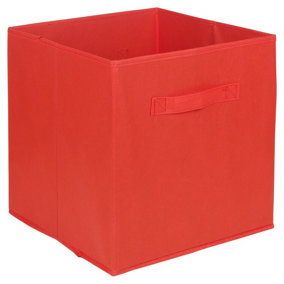 URBNLIVING 31cm Red Cube Foldable Collapsible Fabric Storage Box Organizer Set of 4