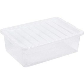 URBNLIVING 32 Litre Clear Container Plastic Storage Box With Clip Lid Set of 3