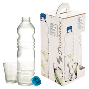 URBNLIVING 32cm Height Water Bottle Jug & 6 Drinking Glasses Tumblers  Glassware Set