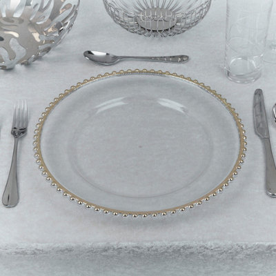 URBNLIVING 32cm Round 6 Pcs Clear Gold Rim Charger Plates Set with ...
