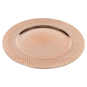 URBNLIVING 33cm Christmas Charger Plates Geo Gloss Pattern Set Of 6 Rose Gold Dinner Placemats Dining Party Table Decor