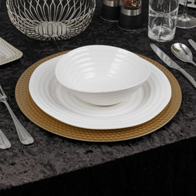 URBNLIVING 33cm Christmas Dinner Charger Plates Geo Matt Set Of 12 Gold Placemats Dining Table Setting Party Decor
