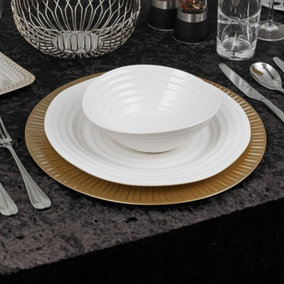 URBNLIVING 33cm Christmas Dinner Charger Plates Ray Pattern Set Of 6 Gold Placemats Dining Table Setting Party Decor