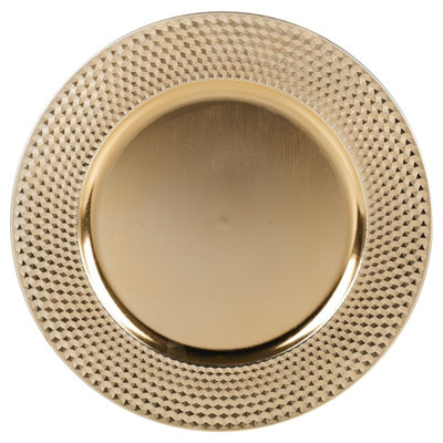 Luxe Vergulde Metalen Opladerplaat Met Ingewikkelde Reliëfpatronen-Perfect Voor