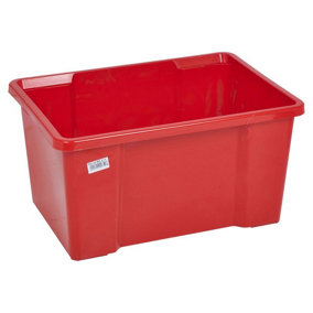URBNLIVING 33cm Height 50 Litre Red Coloured Plastic Storage Boxes