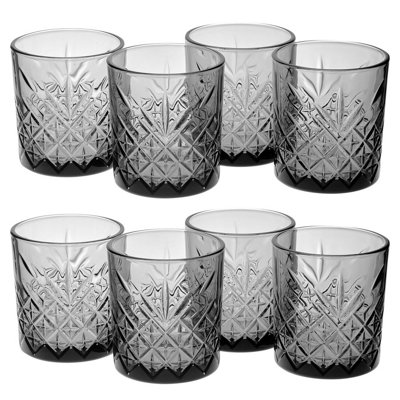 URBNLIVING 345ml 8 Pcs Whisky Scotch Vodka Tumbler Grey Glassware Sets