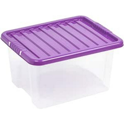 URBNLIVING 35 Litre Purple Container Plastic Storage Box With Clip Lid ...