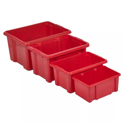 URBNLIVING 35 Litre Red Plastic Home Storage Stackable Container Box ...