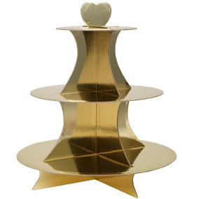 URBNLIVING 35cm Height Gold 3 Tier Christmas Cake Stand For Food Or Decorations Baubles Canaps Party Dinner