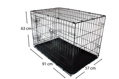 URBNLIVING 36" Large Foldable Metal Dog Training Crate Cage Black Pet Carrier With 2 Doors - 4