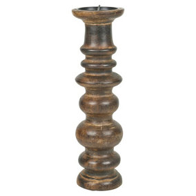 URBNLIVING 36cm Height Wooden Candle Holder Pillar Stick Rustic Vintage Decor Church Home