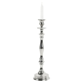 URBNLIVING 37cm Height Silver Metal Traditional Candle Stick Holder Set of 2