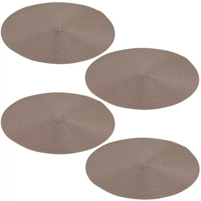 URBNLIVING 38cm Diameter 4 Pcs Beige Woven Dining Table Placemats