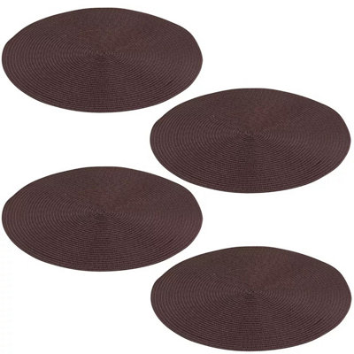 URBNLIVING 38cm Diameter 4 Pcs Dark Brown Woven Table Placemats Dining Tableware