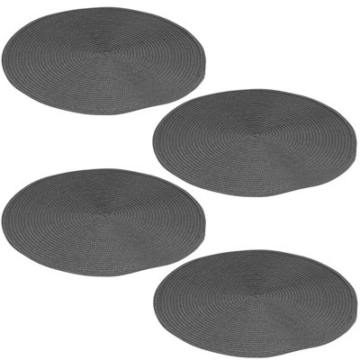 URBNLIVING 38cm Diameter 4 Pcs Dark Grey Woven Dining Table Placemats