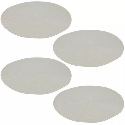 URBNLIVING 38cm Diameter 4 Pcs White Woven Table Placemats Dining Tableware