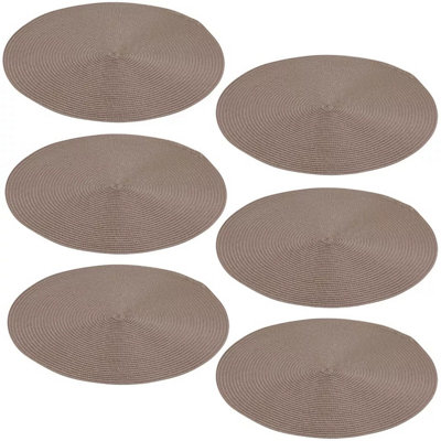 URBNLIVING 38cm Diameter 6 Pcs Beige Woven Dining Table Placemats