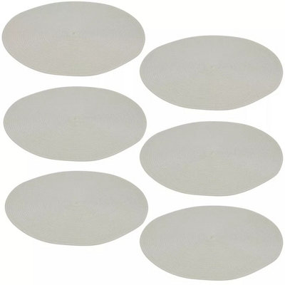 URBNLIVING 38cm Diameter 6 Pcs White Woven Dining Table Placemats