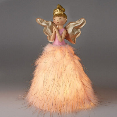 URBNLIVING 38cm Height Pink Angel with LEDs Christmas Holidays