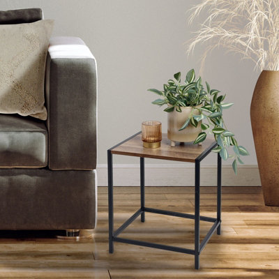 URBNLIVING 38cm Small Wood & Metal Side Snack Table Couch Sofa End ...
