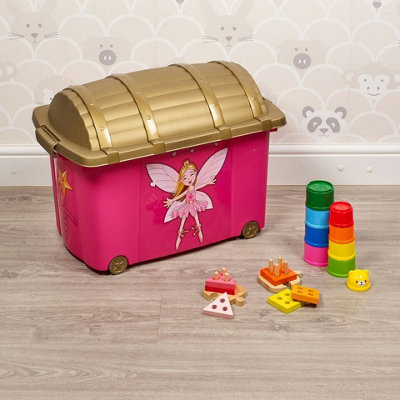 URBNLIVING 38cm Width Pink Fairy Designed Treasure Storage Container Box Party Prop Play Set