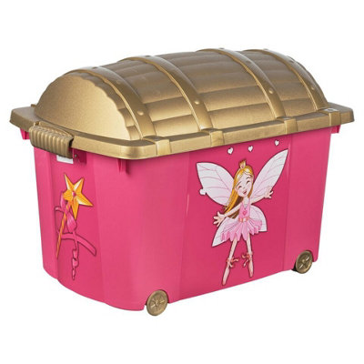 URBNLIVING 38cm Width Pink Fairy Designed Treasure Storage Container Box Party Prop Play Set