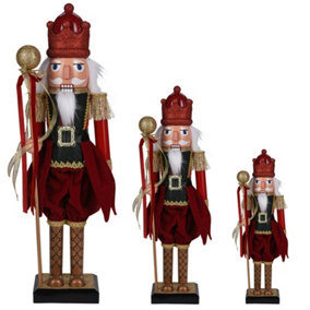 URBNLIVING 38cm Wood Look Christmas Nutcracker Soldier Red Orb Xmas Traditional Ornament Assorted Sizes